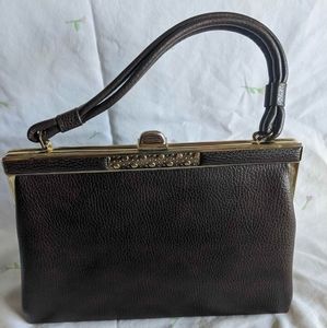 Classic Black Mini Frame Handbag with Gold Trim